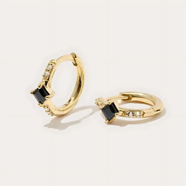ONYX HUGGIE EARRINGS (PAIR)