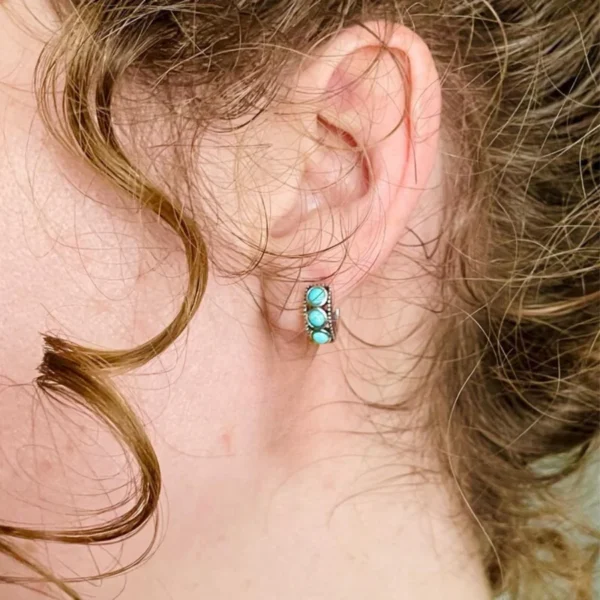 TURQUOISE HUGGIE HOOPS (PAIR)