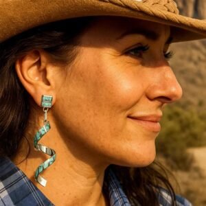 🔥🌵 Desert Twist: Turquoise Spiral Earrings
