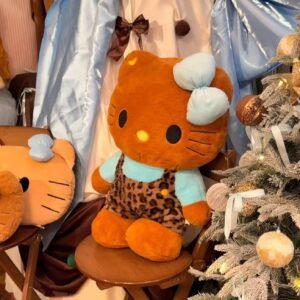 New Sanrio kawaii 80cm Leopard Print Hello Kitty Cat Plush Toy